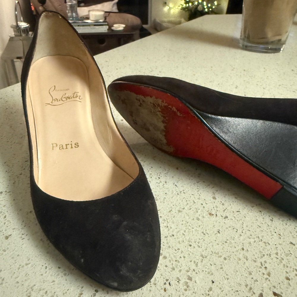 CHRISTIAN LOUBOUTIN MELISA 85 MM BROWN SUEDE WEDGE PUMPS EU SZ 39 / US SZ 8